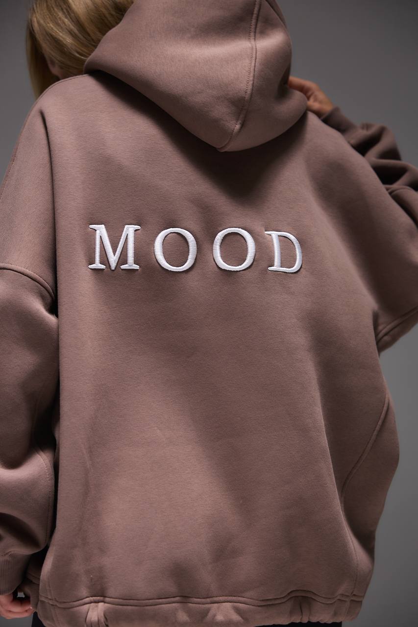 Oversized Hoodie with 3D Embroidery "MOOD"